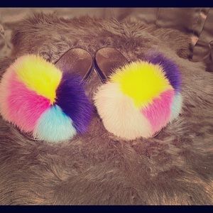 High Fashion Raccoon Fur Slippers